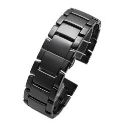 YOMMIOO RHAIYAN 20 mm 22 mm Stahl-Keramik-Armband, passend for Galaxy Watch4 5 40 mm 45 44 mm Pro Gts Uhrenarmband (Color : A-black, Size : 22mm) von YOMMIOO