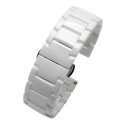 YOMMIOO RHAIYAN 20 mm 22 mm Stahl-Keramik-Armband, passend for Galaxy Watch4 5 40 mm 45 44 mm Pro Gts Uhrenarmband (Color : A-white, Size : 20mm) von YOMMIOO