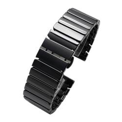 YOMMIOO RHAIYAN 20 mm 22 mm Stahl-Keramik-Armband, passend for Galaxy Watch4 5 40 mm 45 44 mm Pro Gts Uhrenarmband (Color : B-black, Size : 20mm) von YOMMIOO