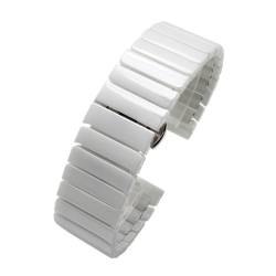 YOMMIOO RHAIYAN 20 mm 22 mm Stahl-Keramik-Armband, passend for Galaxy Watch4 5 40 mm 45 44 mm Pro Gts Uhrenarmband (Color : B-white, Size : 22mm) von YOMMIOO