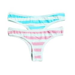 Hot Cute Japanischer Stil Blau & Pink Streifen Höschen Bikini Cosplay Baumwolle Unterwäsche - - Medium von YOMORIO
