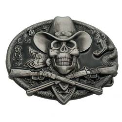 YONE Xwest Western Cowboy Skull Pirate Rifles Belt Buckle Black Gürtelschnallen von YONE