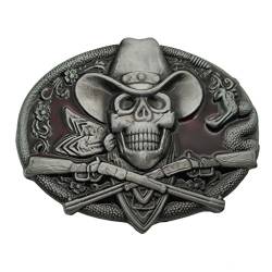 YONE Xwest Western Cowboy Skull Pirate Rifles Belt Buckle Red Gürtelschnallen von YONE