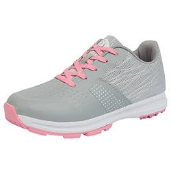 Golfschuhe Für Frauen wasserdichte Outdoor-Golfschuhe Ohne Spikes Atmungsaktiv Freizeit Große Größe,Grau,37 EU von YONGDU