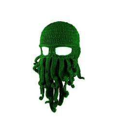 Unisex Tentacle Octopus Cthulhu Strickmütze Windproof Bart Ski Maskenhut (Green) von YONII