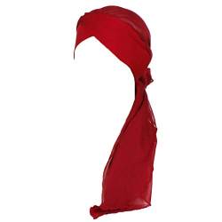 YONKINY Damen Kopftuch Chiffon Sommer Elegante Einfarbig Schal Turban Kopftücher Wrap Beanie Mütze Kopfbedeckung Bandana für Krebs, Chemo, Haarausfal (Weinrot) von YONKOUNY