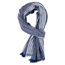 YONKOUNY Schal Herren Weiche Schal aus Baumwolle Herbst Winter Mode Lang Halstuch Herrenschal (Navy Blu) von YONKOUNY