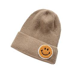 YONKOUNY Strickmütze Damen Warm Weich Wintermütze mit Lächeln Mode Beanie Mütze (Khaki) von YONKOUNY