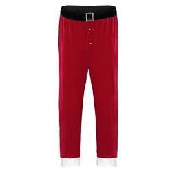 YOOJIA Herren/Damen Samt Hose Rot Weihnachtsmann Kostüm Hose lang Pants Weihnachten Party Santa Claus Kostüm Rot 4XL von YOOJIA