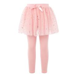 YOOJIA Kinder Mädchen Leggings Rock Leggings Hosen Mit Tutu Rock Plisseerock Jeggings Hosenrock Winter Herbst Outfit für Freizeit C Rosa 122-128 von YOOJIA