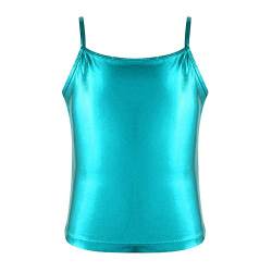 YOOJIA Kinder Mädchen Tank Top Glänzende Träger Top Weste Unterhemd Trägershirt Trägertops Sommer Sportshirt Metallic Ballett Tanz Top Für Tanzwettbewerb Gymnastik Sport Hellblau 152 von YOOJIA