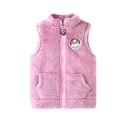 YOOJIA Kinder Winter Weste Warme Ärmellose Mädchen Jacke Webpelz Fellweste Casual Kunstfell Kinder Winter Winterjacke Kinderjacken Fellweste Pelzjacke Outwear A Lavender Pink 98-104 von YOOJIA