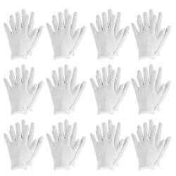 YOOJIA Weisse Baumwolle Handschuhe Atmungsaktive Arbeitshandschuhe Stoffhandschuhe für Ekzeme Hautpflege Schmuck Inspektion Tägliche Arbeit Weiss 12 Paare von YOOJIA