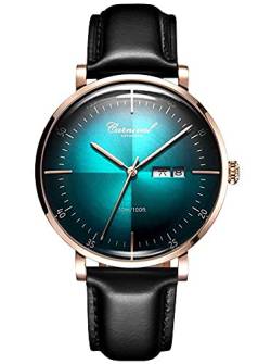 TEINTOP Unisex Armbanduhr Herren Analog Automatische Mechanische Uhren mit Leder Armband(Rose Grün) von YOOTEN