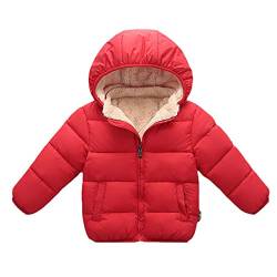 YOPOTIKA Mädchen Baby Jungen Kleinkind Kapuzen Oberbekleidung Jacke Warmer Fleece Mantel Oberbekleidung mit abnehmbarer Kapuze Anzüge Rot 2-3 Years von YOPOTIKA