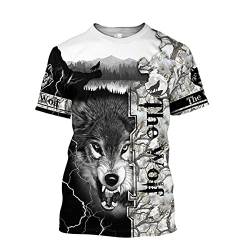 3D Drucken Männer Viking Tattoo T-Shirt, Nordic Cosplay Kurzarm Sommer Cooles Freizeithemd,The Wolf,S von YOROOW-OUTDOOR