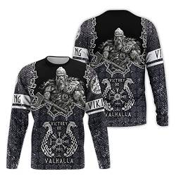 YOROOW-OUTDOOR Wikinger Odin Tattoo Langarm Sweatshirt für Herren, Nordische Mythologie Amulett Hoodie mit Print Lässige Pullover Retro Street Jacke,Sweatshirt,5XL von YOROOW-OUTDOOR