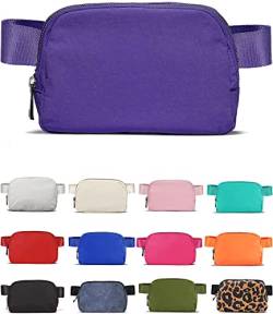 YOSHUYUKI Unisex-Gürteltasche mit verstellbarem Riemen, wasserdicht, Sherpa-Größe, kleine Bauchtasche, Crossbody-Tasche für Workout, Laufen, Reisen, Wandern, Violett dunkel, Small, 1l von YOSHUYUKI