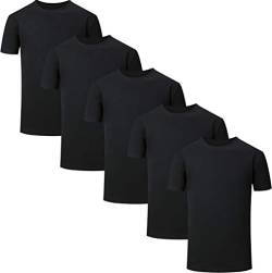 YOSICIL Damen und Herren T-Shirts 5er Pack Unifarben Oder Mehrfarbig Causual Basic Tees Kurzarmshirts Kleine oder Übergröße S-5XL in Farben Weiß Schwarz von YOSICIL