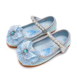 YOSICIL ELSA Prinzessin Schuhe Mädchen Kinder Sandalen Glitter für Verkleidung Cosplay Geburtstagsparty Weihnachten Karneval Halloween,Blau 26 von YOSICIL