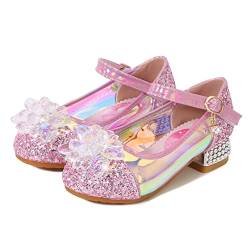 YOSICIL Prinzessinnenschuhe mit Absatz Mädchen Kinder Glitzer Glitter Pailletten Sandalen Cosplay Verkleidung Kostüm Karneval Party Abendschuhe Weihnachten Geburtstag Geschenk,Rosa 27 von YOSICIL