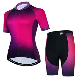 Damen-Fahrradtrikot-Set, Sommer-Kurzarm, Mountainbike-Shirt und Shorts, Set für MTB-Anzug, Fahrradbekleidung, T2005-1, XS von YOUALSO