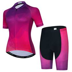 Damen-Fahrradtrikot-Set, Sommer-Kurzarm, Mountainbike-Shirt und Shorts, Set für MTB-Anzug, Fahrradbekleidung, T2017-1, XS von YOUALSO