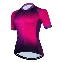 Damen Radtrikot Kurzarm Mountainbike Shirt für Damen Fahrrad Kleidung Radfahren Tops S-3XL, T2005, Mittel von YOUALSO