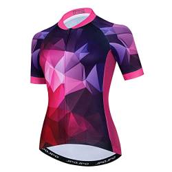 Damen Radtrikot Kurzarm Mountainbike Shirt für Damen Fahrrad Kleidung Radfahren Tops S-3XL, T2006, Mittel von YOUALSO
