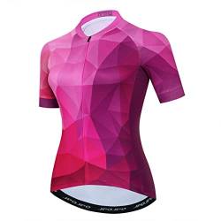 Damen Radtrikot Kurzarm Mountainbike Shirt für Damen Fahrrad Kleidung Radfahren Tops S-3XL, T2007, Mittel von YOUALSO
