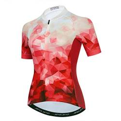 Damen Radtrikot Kurzarm Mountainbike Shirt für Damen Fahrrad Kleidung Radfahren Tops S-3XL, T2010, Groß von YOUALSO