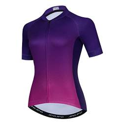 Damen Radtrikot Kurzarm Mountainbike Shirt für Damen Fahrrad Kleidung Radfahren Tops S-3XL, T2018, Klein von YOUALSO