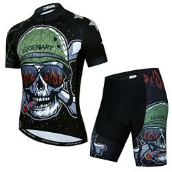 Herren Radtrikot Set Fahrrad Kurzarm Shirt und 3D Kissen Shorts Gepolstert Anzug Radfahren Top, T03, Medium von YOUALSO