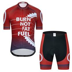 Radtrikot-Set für Herren, kurzärmeliges Hemd und 3D-Kissen-Shorts, gepolsterter Anzug, Bike-Top, T22, Large von YOUALSO