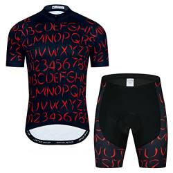 Herren Radtrikot Set Fahrrad Kurzarm Shirt und 3D Kissen Shorts Gepolsterter Anzug Biking Top, T01, Large von YOUALSO