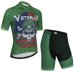 Herren Radtrikot Set Fahrrad Kurzarm Shirt und 3D Kissen Shorts Gepolsterter Anzug Biking Top, T15, X-Large von YOUALSO