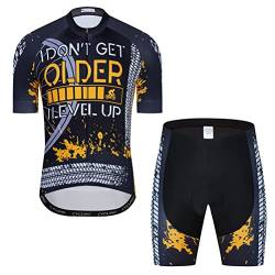 Herren Radtrikot Set Fahrrad Kurzarm Shirt und 3D Kissen Shorts Gepolsterter Anzug Biking Top, T16, XXX-Large von YOUALSO