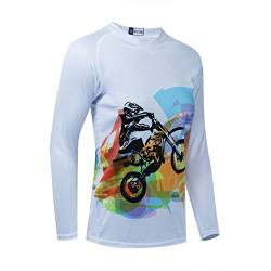 Langarm-MTB-Trikot für Damen, Dirt-Bike-Shirt für Mountainbike, Motocross, Biken, BMX, Motorrad, Angeln, Off-Racing, 2weiß, Groß von YOUALSO