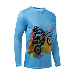 Langarm-MTB-Trikot für Damen, Dirt-Bike-Shirt für Mountainbike, Motocross, Biken, BMX, Motorrad, Angeln, Off-Racing, Blau - 2 Blue, Groß von YOUALSO