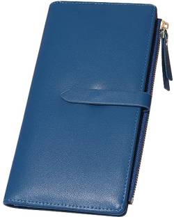 YOUBDM Schlanke Brieftaschen für Frauen Kreditkartenhalter RFID Bifold Clutch Brieftaschen Scheckbuch mit Reißverschlusstasche, Marineblau von YOUBDM