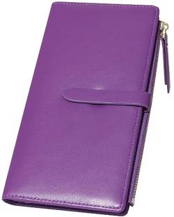 YOUBDM Schlanke Brieftaschen für Frauen Kreditkartenhalter RFID Bifold Clutch Brieftaschen Scheckbuch mit Reißverschlusstasche, deep purple von YOUBDM