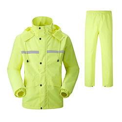 Herren Wasserdichtes Jacken mit Kapuze und Regenhose mit Reflexstreifen Regenmantel Regenbekleidung Outdoor Motorrad wasserdichtes Radfahren Splits Regenanzüge Arbeitskleidung YGGelb 4XL von YOUCAI