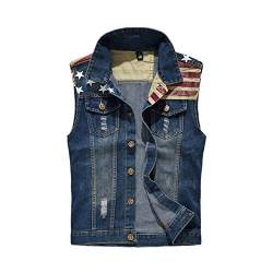 Herren Weste Slim Fit Beiläufige Cowboy Weste Ärmellose Distressed Jeansweste Sommerjacke Outdoor Sport Weste Freizeitjacke Denim Vest Jeansjacke,Blau2,L von YOUCAI