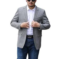 YOUCAI Anzugjacke Herren Sakko Slim Fit Anzugjacke Business Blazer 2 Knöpfe Sakko für Hochzeit Freizeit,Grau,4XL von YOUCAI