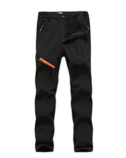 YOUCAI Damen/Herren Hosen Fleece Gefüttert Winterhose Winddicht Warm Verdickte Softshellhose Wasserabweisend Outdoor Wanderhose Funktionshose Trekkinghose mit Reißverschlusstaschen,Schwarz-Männer,3XL von YOUCAI