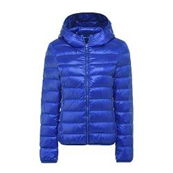 YOUCAI Damen Daunenjacke Leichte Steppjacke Light Down Jacke mit Kapuze Herbst Winter Warme Übergangsjacke Gesteppte Outdoorjacke Winterjacke Kapuzenjacke,Königsblau,XL von YOUCAI