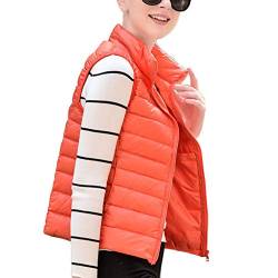 YOUCAI Damen Daunenweste Leichte Steppweste mit Stehkragen Bodywarmer Ärmellose Gefüttert Ultraleicht Outdoorweste Daunenjacken,Orange,XL von YOUCAI