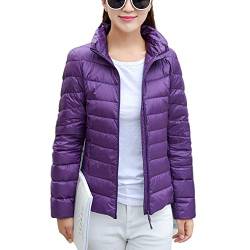 YOUCAI Damen Jacke Steppjacke Übergangsjacke Leichte Daunenjacke Winterjacke Mantel Gesteppt Pufferjacke,Lila,XL von YOUCAI