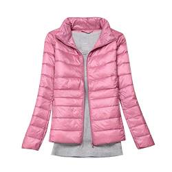 YOUCAI Damen Übergangsjacke Leichte Jacke Steppjacke Daunenjacke Dünne Jacke Steppjacke Daunen Winterjacke,Rosa,S von YOUCAI