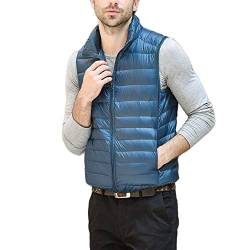 YOUCAI Daunenweste Herren Leichte Winter Warme Outdoor Weste Ärmellos Jacke Steppjacke mit Stehkragen,Blau 2,S von YOUCAI